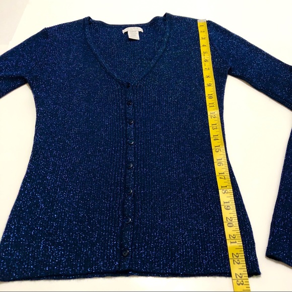 ALFRED SUNG Sparkly Navy Cardigan | Size M - Picture 14 of 15